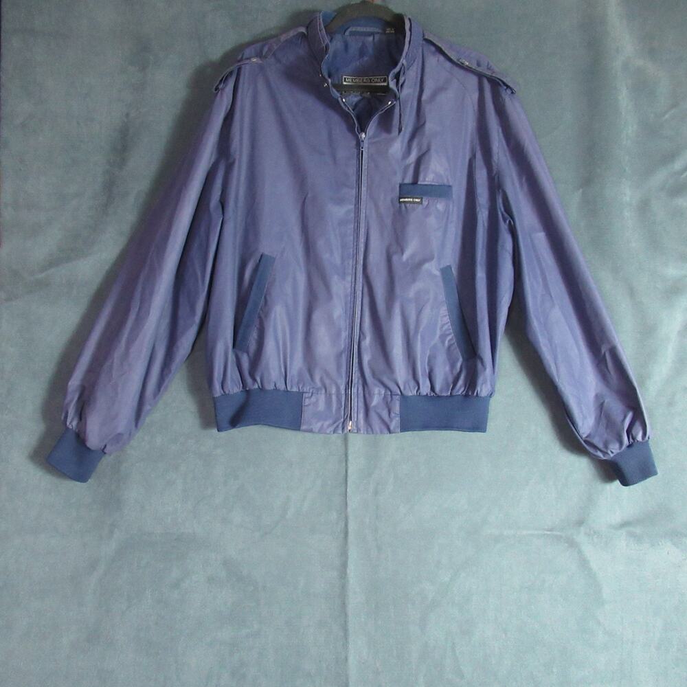 Vintage Members Only Jacket Mens 46 Blue Bomber Cafe Racer Lightweight Zip Up